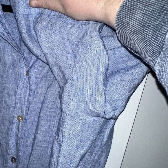 Chicos Women’s End on End Shirt Light Blue 100% Linen Size 3P (XL Petite) EUC - Picture 5 of 12